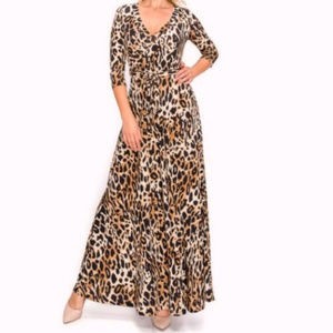 Womens Janette Fashion Leopard Faux Wrap Maxi
